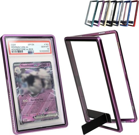 The Collector's Hubs 2-in-1 Magnetic Metal Slab Case for PSA/CGC Slabs with Built-in Stand (Protect + Display) - Blue | Slab Bumper Case for PSA | Graded Card Display | Slab Mags for PSA - Blue in Kuwait