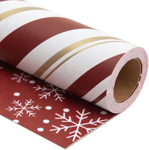 Vnaaem Funny Christmas Wrapping Paper Roll - 17 Inches X 33 Feet - for Adult Women Men - Reversible Holiday Wrapping Paper Blue Naughty Santa Stripe Pattern Great for Holiday in Kuwait