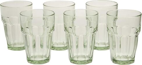 Bormioli Rocco Rock Bar Stackable Beverage, Set Of 6 Dishwasher Safe Drinking Glasses For Soda, Juice, Milk, Coke, Beer, Spirits – 12.5oz Durable Tempered Glass Water Tumblers For Daily Use in Saudi Arabia