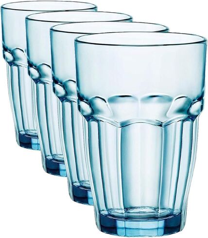 Bormioli Rocco Rock Bar Stackable Beverage, Set Of 6 Dishwasher Safe Drinking Glasses For Soda, Juice, Milk, Coke, Beer, Spirits – 12.5oz Durable Tempered Glass Water Tumblers For Daily Use in Saudi Arabia