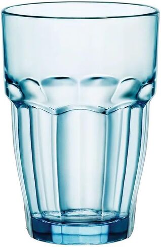 Bormioli Rocco Rock Bar Stackable Beverage, Set Of 6 Dishwasher Safe Drinking Glasses For Soda, Juice, Milk, Coke, Beer, Spirits – 12.5oz Durable Tempered Glass Water Tumblers For Daily Use in Saudi Arabia