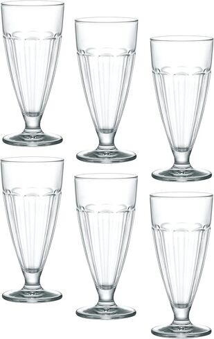 Bormioli Rocco Rock Bar Stackable Beverage, Set Of 6 Dishwasher Safe Drinking Glasses For Soda, Juice, Milk, Coke, Beer, Spirits – 12.5oz Durable Tempered Glass Water Tumblers For Daily Use in Saudi Arabia