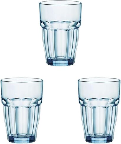 Bormioli Rocco Rock Bar Stackable Beverage, Set Of 6 Dishwasher Safe Drinking Glasses For Soda, Juice, Milk, Coke, Beer, Spirits – 12.5oz Durable Tempered Glass Water Tumblers For Daily Use in Saudi Arabia