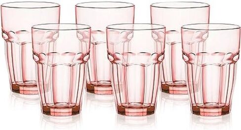 Bormioli Rocco Rock Bar Stackable Beverage, Set Of 6 Dishwasher Safe Drinking Glasses For Soda, Juice, Milk, Coke, Beer, Spirits – 12.5oz Durable Tempered Glass Water Tumblers For Daily Use in Saudi Arabia