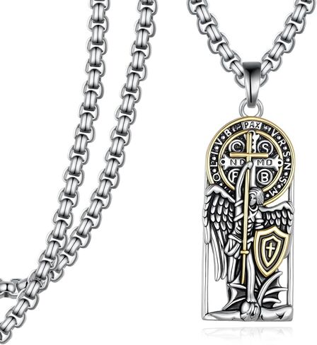 St Michael Pendant for Men Sterling Silver Saint Michael Necklace Archangel Michael Necklace Saint Michael Medals Protection Jewelry Gifts for Men Father Husband in Saudi Arabia