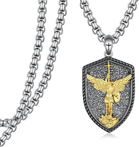 St Michael Pendant for Men Sterling Silver Saint Michael Necklace Archangel Michael Necklace Saint Michael Medals Protection Jewelry Gifts for Men Father Husband in Saudi Arabia