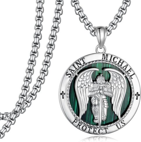 St Michael Pendant for Men Sterling Silver Saint Michael Necklace Archangel Michael Necklace Saint Michael Medals Protection Jewelry Gifts for Men Father Husband in Saudi Arabia