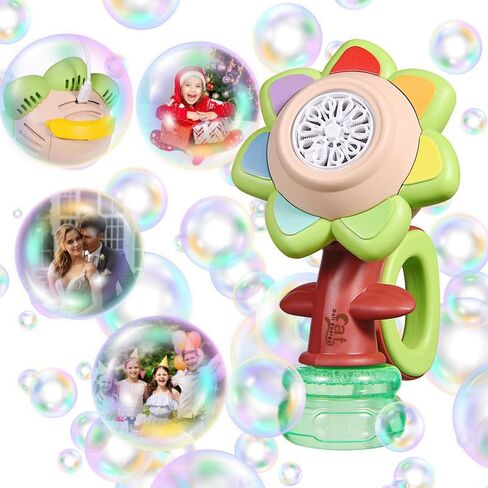 Sunflower Bubble Machine for Kids Automatic Flower Bubble Toy with Colorful Lighting for Toddlers Handheld 20000+Bubbles 3 Modes Fun Swing Dance Bubble Maker Blower Blaster Outdoor Toys Type-C Yellow in Kuwait