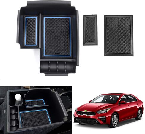 منظم وحدة التحكم المركزية من Autoorder لكيا سول 2020 2021 2022 2023 2024 ملحقات صندوق تخزين مسند الذراع صينية إدخال ثانوية مع سجادتين ملونتين in Kuwait