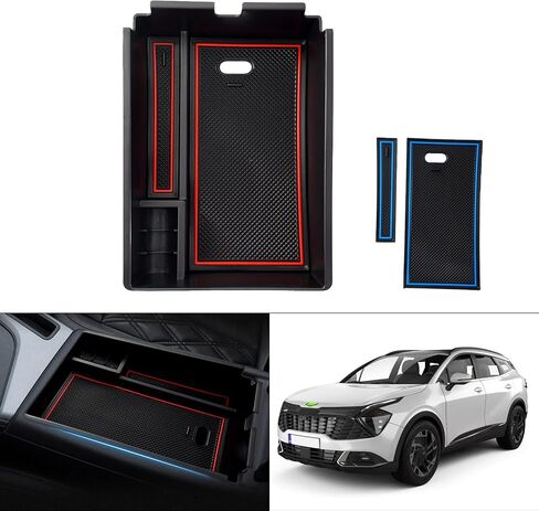 منظم وحدة التحكم المركزية من Autoorder لكيا سول 2020 2021 2022 2023 2024 ملحقات صندوق تخزين مسند الذراع صينية إدخال ثانوية مع سجادتين ملونتين in Kuwait