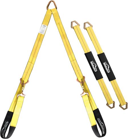 V-Bridle Strap 2" x 4' w/Snap Hooks w/Cordura Sleeve and 2 Pack 2"x 36" Axle Straps, D Ring Middle, for Car Hauler, Rollback, Flat Bed, Tow Truck, Wreck & Recovery in Saudi Arabia