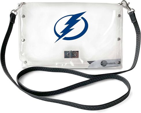 Littlearth Womens NHL Tampa Bay Lightning Clear Envelope Purse with Black Fashion Strap, Clear, 10" x 6.5" x 0.5" in Saudi Arabia