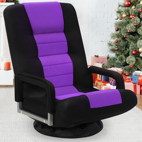 كرسي ألعاب أرضية دوارة مع مساند الذراعين ، فيديو قابلة للطي مستلق أريكة مع 6 موقع قابل للتعديل ، مسند الظهر المبطن ووسادة ، أريكة متسكعة كسول للرياضات الإلكترونية ، القراءة ، الاسترخاء ، مشاهدة التلفزيون ، الأسود in Kuwait