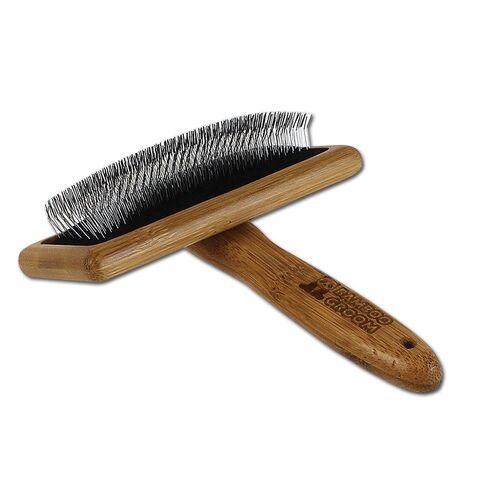 Alcott Bamboo Groom Slicker Brush with Stainless Steel Pins for Pets, Small,Black in Kuwait