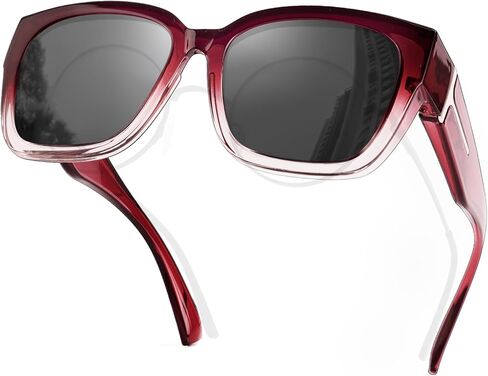 Over Glasses Women Polarized Fit Over Glasses Trendy Square Wrap Around Shades for Driving in Saudi Arabia