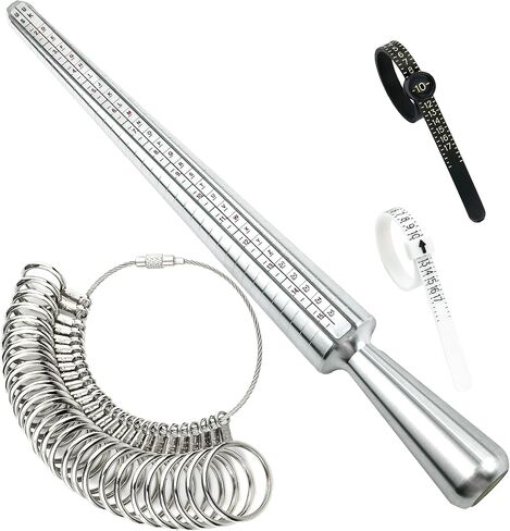 Ring Sizer Measuring Tool 3-in-1 Set Ring Sizing Kit, Ring Sizers for Measuring 0-13 with Half Sizes 27-Piece, 2 Pcs Ring Measurer US Sizer 1-17 with Magnifier for Women Men in Saudi Arabia