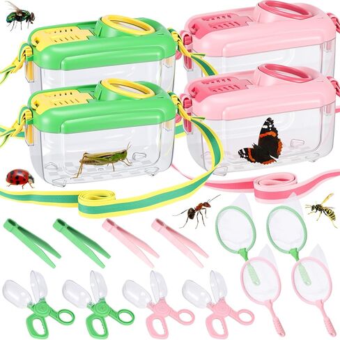 4 Sets Bug Catcher for Kids Students Kids Bug Catching Kit Collector Bug Box with Bug House, Butterfly Net, Bug Tweezer, Bug Cage Bug Habitats Container Collection Outdoor Explorer Gift in Saudi Arabia