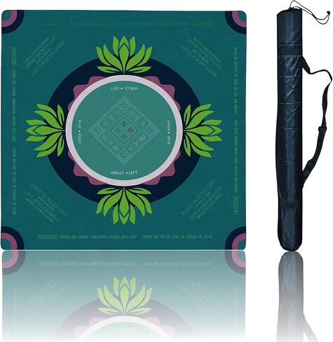 Mahjong Mat with Tech Velvet, Machine Washable, Noise Reduction,Anti Slip, and Crease-Free, Soft Touch, Game Rule, with Carrying Bag: 32.4 Inch Game Mat for Poker, Board, Tile, and Dominoes (Green) in Saudi Arabia