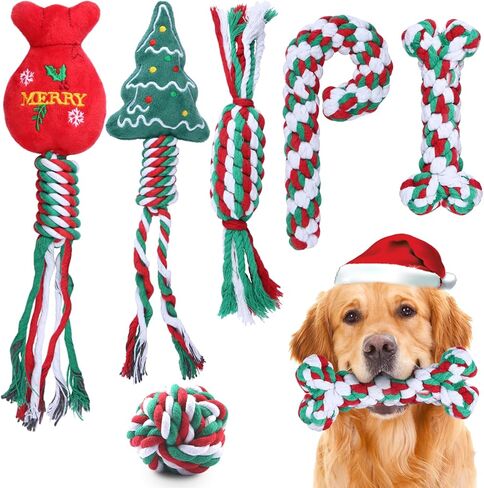 6 Pack Puppy Rope Toys, Dog Rope Toys for Small Dogs, Dog Tug Rope, Puppy Teething Rope for Teeth Cleaning and Chewing, Keep The Dog from Being Bored, Variety of Dog Cotton Rope Toys, Blue in Saudi Arabia