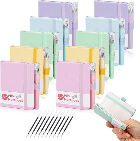 5 Pcs Pocket Notebook, Small Journaling Notebooks Pocket Size, A7 Notepads with Pen, Portable Mini Leather Notepad for School,Office, Journal(200 Pages) in Saudi Arabia