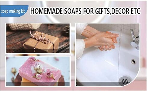 صابون صابون DIY ، وصنع الصابون مجموعات لصابون الصابون ، قاعدة صابون 4.4 رطل ، 6 زيوت Essencial ، 7 صبغات مناسبة ، قوالب الرغاف السيليكون لصناعة الصاب in Kuwait