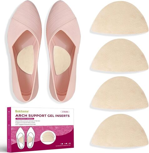 Bukihome Arch Support Inserts for Plantar Fasciitis - Anti Gravity Design - 3 Pairs Adhesive Gel Arch Pads for Women & Men - High Arch Support Insoles for Flat Feet,Relieve Pressure - Medium in Saudi Arabia