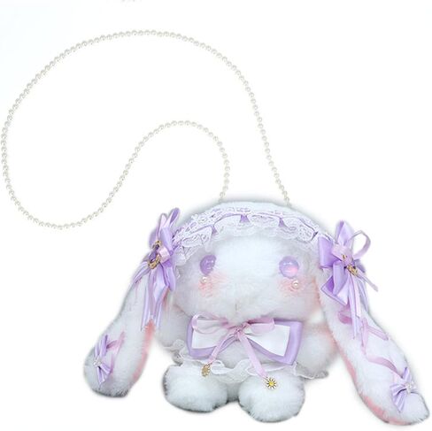 Cute Kawaii Plush Rabbit Bunny Lolita Shoulder Bag Crossbody Handbag for Halloween, Easter in Saudi Arabia
