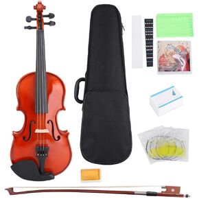 Violin, 1/8 Violin, Portable Astonvilla AV-03 Spruce Curly Maple 1/48 Violin with Box Rosin String Sticker for Kids Students Adults