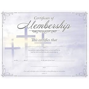 Certificate of Membership - Silver Foil Embossing - KJV Scripture - 11 x 8.5 inches - Package of 6