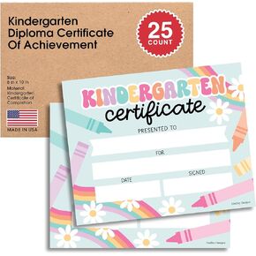 25 Retro Kindergarten Diploma Certificate of Achievement - Kindergarten Graduation Certificates for Kids, Kindergarten Certificates of Completion, Kindergarten Awards Certificates, Awards for Kids