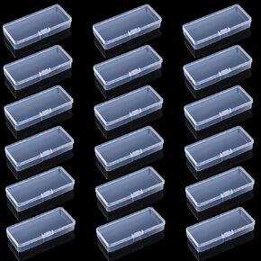 18 Pieces Small Plastic Case Small Storage Containers Transparent Storage Case Small Plastic Box with Lid Containers for Bobby Pin Swab, Craft, Jewelry, Coin, Screw, Bead (3.9 x 1.6 x 0.6 Inch)
