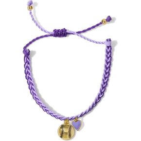 GIMMEDAT Softball Girls Heart Gold Sports Charm Bracelet 100% Waterproof Adjustable Jewelry Gift for Teams