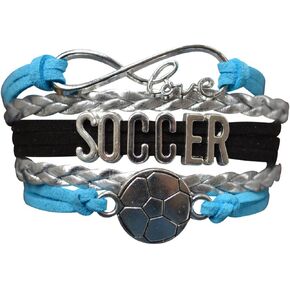 Soccer Charm Bracelet - Blue Infinity Love Adjustable Charm Bracelet with Soccer Charm - Gift for Female Soccer Players
