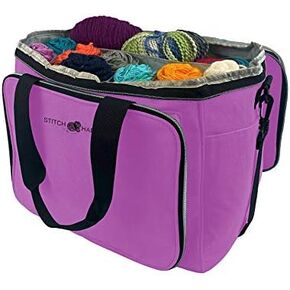 Stitch Happy Yarn Tote (Lilac) Large Yarn Bag, Crochet Bag, Yarn Storage, Crochet Storage