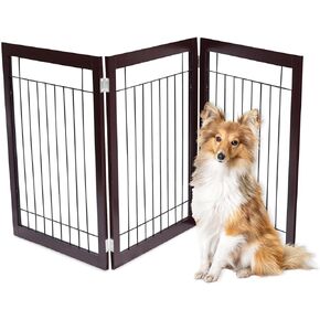 INTERNET'S BEST Dog Gate - Indoor Pet Safety Divider - Portable Free Standing Doggy Barrier for Stairs, Doorways, and Hallways - Tall Puppy Fence - No Drilling Needed - 3 Panel, 30 Inch - White