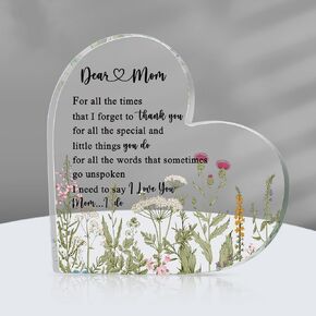 Mom Gifts for Mom from Daughter and Son Heart Keepsake Sign Best Mom Ever Gifts Appreciation Gifts Acrylic Plaque Desk Decorations for Mom Birthday Gifts Mother in Law Gift Grandma in Kuwait