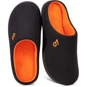 VeraCosy Men's Two-Tone Memory Foam House Slippers w/Indoor Outdoor Durable Rubber Sole