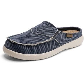 kvdrcs Mens Canvas Slippers Slip On Casual Loafers Shoes Outdoor Indoor House Slipper for Men Slide Clog