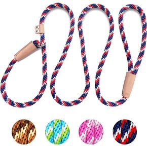 6 FT Slip Leads for Dogs No Pull Dog Training Leash Slip Leash Dog Lead Strong Dog Loop Leashes Colorful Braided Rope Dog Leashes Comfortable Dog Lead for Small Medium Dogs (Blue, 0.95CM)