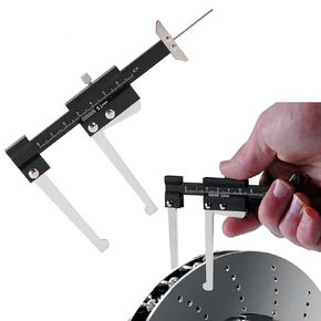Disc Brake Micrometer Metric Brake Disc Depth Measuring Caliper, 0-60mm High Precise Tire Tread Depth Gauge 0.1mm Accuracy Portable, Manual Auto Brake Disc Depth Gauge