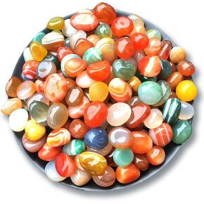 Natural Polished Agate Stone 1lb, Decoration Colored Tumbled Stones Oval(0.6-1.2 Inch), for Aquarium Fish Tank Filler Indoor Plants, L(0.78-1.2inch)