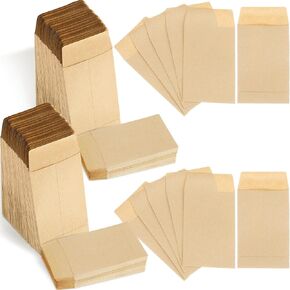 1000 Pack Small Seed Brown Envelopes 2.25 x 3.5 Inch Coin Envelopes for Cash Small Parts Envelopes for Business Card Gift Card Home Garden Office with Gummed Flap Kraft Paper