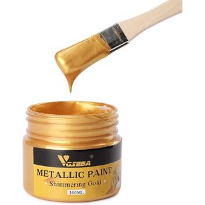 Acrylic Paint Metallic Gold, Non Toxic, Non Fading, 100ml Gold Leaf Paint for Art, Painting, Handcrafts, Ideal for Canvas Wood Clay Fabric Craft Supplies