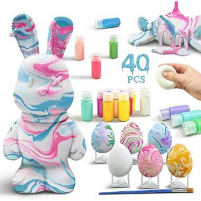 مجموعة 40 قطعة من أدوات صب الفنون اليدوية، قم بطلاء بنك أموال الأرنب الخاص بك، حصالة عملات معدنية غير مكتملة على شكل أرنب، 6 بيضات إسفنجية بطيئة الارتفاع، لوحة سائلة للأطفال الأولاد والبنات، ديكور غرفة هدايا عيد الميلاد in Kuwait