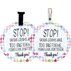 PLIGREAT 2 Pack Stop Touching Baby Signs, No Kissing Baby Signs for Baby Car Seat Baby Carriers, Stroller Tags with Hanging Straps and Clip, No Touching Baby Sign for Preemie Newborn Baby Girls Boys