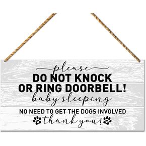 Baby Sleeping Sign for Front Door, No Need to Get The Dogs Involved, Dog Warning Sign for Home Decor, Beware of Dog Sign for Gate Fence Yard Decoration, New Mom Parents