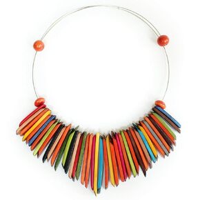 Tagua Nut Choker Multicolor Fringe Handmade Fair Trade by Florama Natural Jewelry