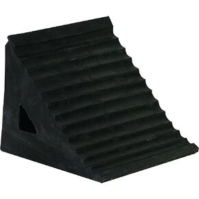 Buyers Products WC796R Reinforced Rubber Wheel Chock with Chain Eye,7 x 9.5 x 7 Inch, Sun and Oil-Resistant Chock for Work Trucks and Trailers