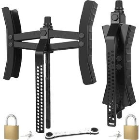 Wokyy Camper Wheel Chock Stabilizer 2 Sets, Heavy Duty X-Shaped Wheels Chocks for RV Travel Trailer, Comes with Ratchet Wrench & 2 Locks