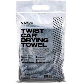 Nasiol Twist Car Drying Towel - Microfiber EVO Car Towel - Soft Banded Edges - Highly Absorbent - Dual Sided - Safe for Car Paint - Easy Dry - 60x90 Cm, 600 GSM